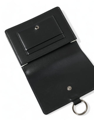 Elegant Black Leather Crystal Card Holder Wallet