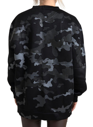 Elegant Black Camouflage Pullover Sweater