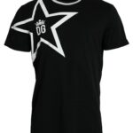 Black Logo Star Cotton Crew Neck T-shirt