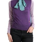 Multicolor Bow Fastening Pullover Sweater