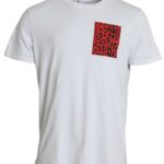 White Red Leopard Cotton Crew Neck T-shirt