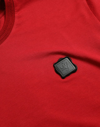 Red Logo Patch Cotton Crew Neck T-shirt