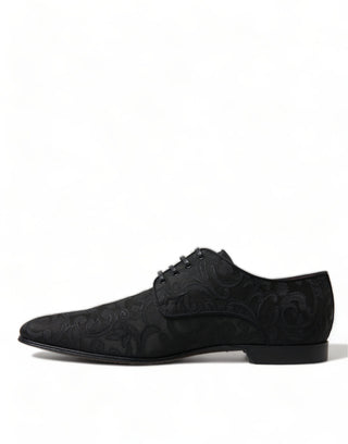 Black Jacquard Lace Up Derby Dress Shoes