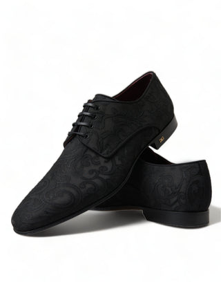 Black Jacquard Lace Up Derby Dress Shoes