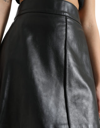 Elegant High-waist Leather Mini Skirt