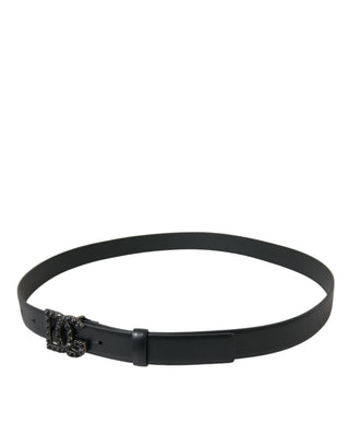 Black Calf Leather DG Crystal Buckle Belt