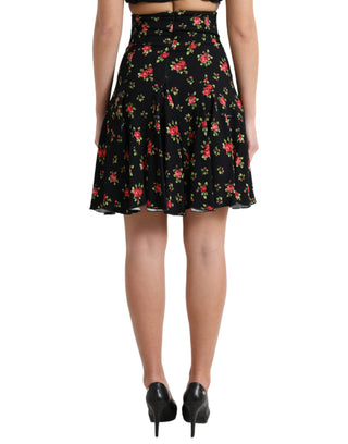 Floral A-line Mini Skirt With High Waist