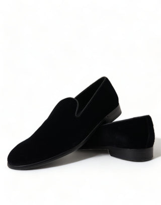 Elevated Black Velvet Loafers For Men