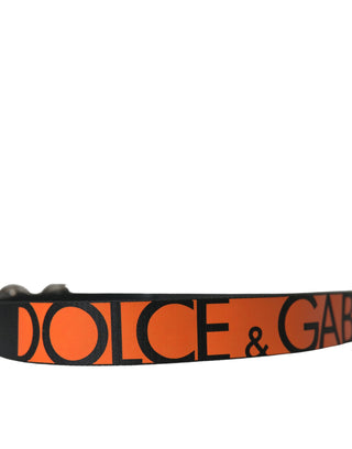 Black Orange Leather DG Metal Buckle Belt