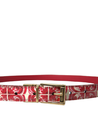 Elegant Red Calfskin Waist Belt