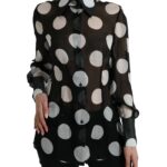 Silk Collared Button-up Blouse In Black & White