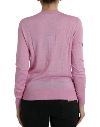 Elegant Cashmere Silk Pink Cardigan