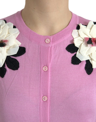 Elegant Cashmere Silk Pink Cardigan