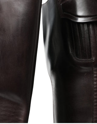 Brown Leather Knee High Rider Mens Boots Shoes