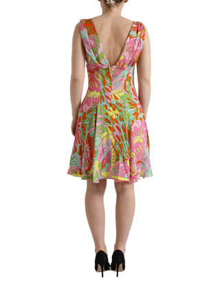 Multicolor Floral Silk A-line Dress