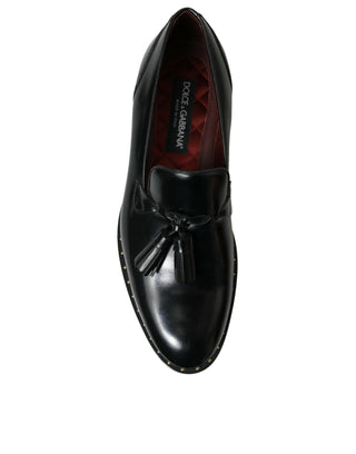 Black Brushed Calfskin Loafers Dress Shoes
