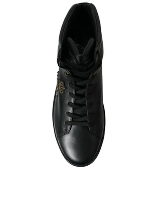 Elegant Black Mid-top Leather Sneakers