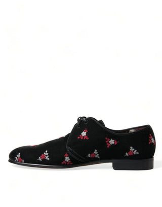 Elegant Black Velvet Embroidered Formal Shoes