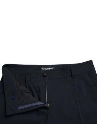 Elegant Mid Waist Tapered Pants In Blue