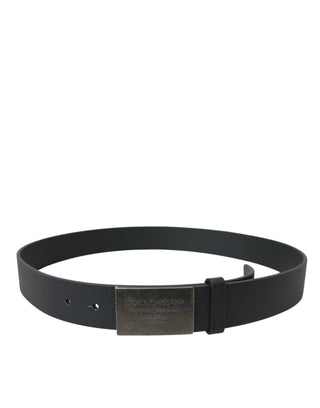 Elegant Black Leather Belt With Metal Buckle