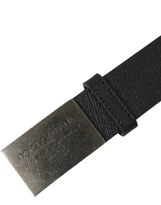 Elegant Black Leather Belt With Metal Buckle