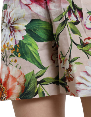 High Waist Floral Cotton Hot Pants