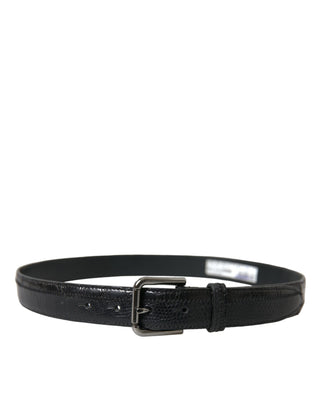 Elegant Black Leather Belt With Metal Buckle