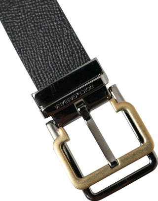 Elegant Black Leather Belt With Metal Buckle