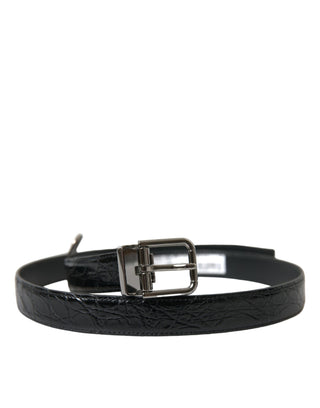 Elegant Black Leather Belt With Metal Buckle