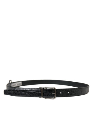 Elegant Black Leather Belt With Metal Buckle