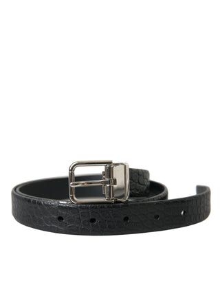 Elegant Alligator Leather Belt In Black