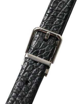 Elegant Alligator Leather Belt In Black