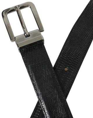 Black Leather Silver Metal Buckle Belt