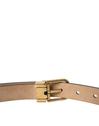 Elegant Black Leather Waist Belt With Logo Buckle