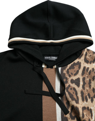 Elegant Leopard Print Wool Hooded Sweater