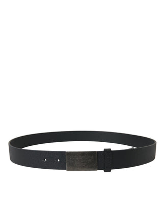 Elegant Black Calfskin Leather Belt