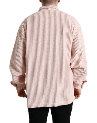 Elegant Cotton Shirt Sweater In Pink