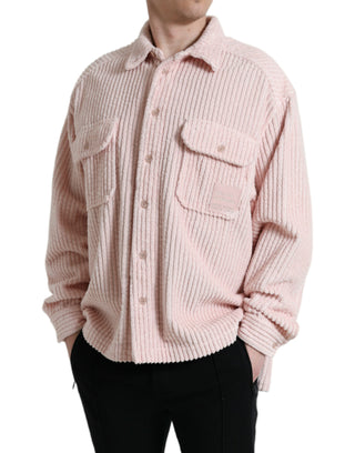 Elegant Cotton Shirt Sweater In Pink