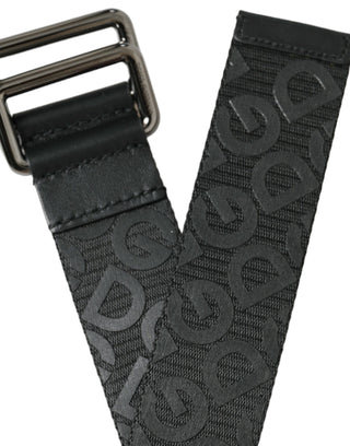 Black Logomania Leather Metal Buckle Belt