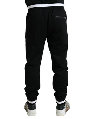 Elegant Black And White Cotton Joggers