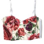 Floral Silk Blend Bustier Crop Top