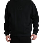 Black Logo Patch Crew Neck Pullover Sweater