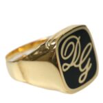 Elegant Gold Plated Logo Engraved Ring