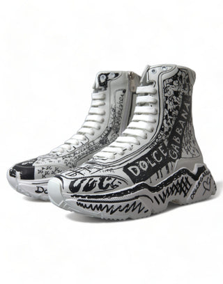 Daymaster Graffiti Print Mid Top Sneakers