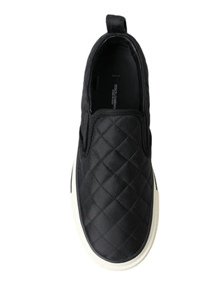 Elegant Quilted Black Canvas Sneakers