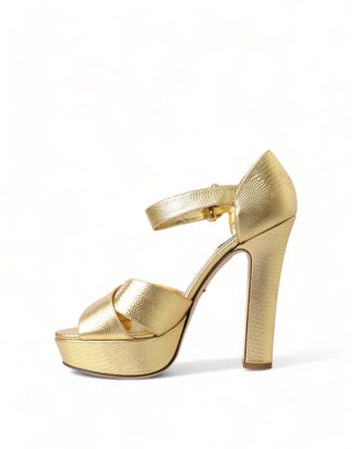 Gold Crystal-embellished Leather Sandals