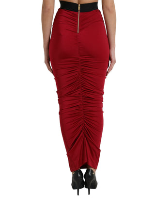 Red HighWaist Bodycon Stretch Pencil Cut Skirt