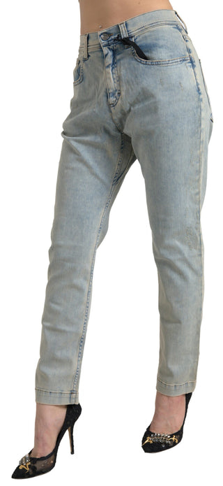 Chic Mid Waist Skinny Jeans In Blue