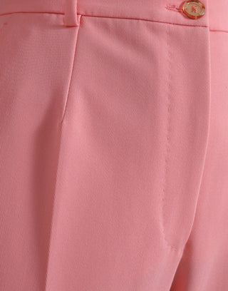 Elegant High Waist Tapered Pants In Pink