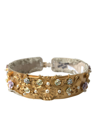 Elegant Gold-tone Faux Pearl Floral Belt